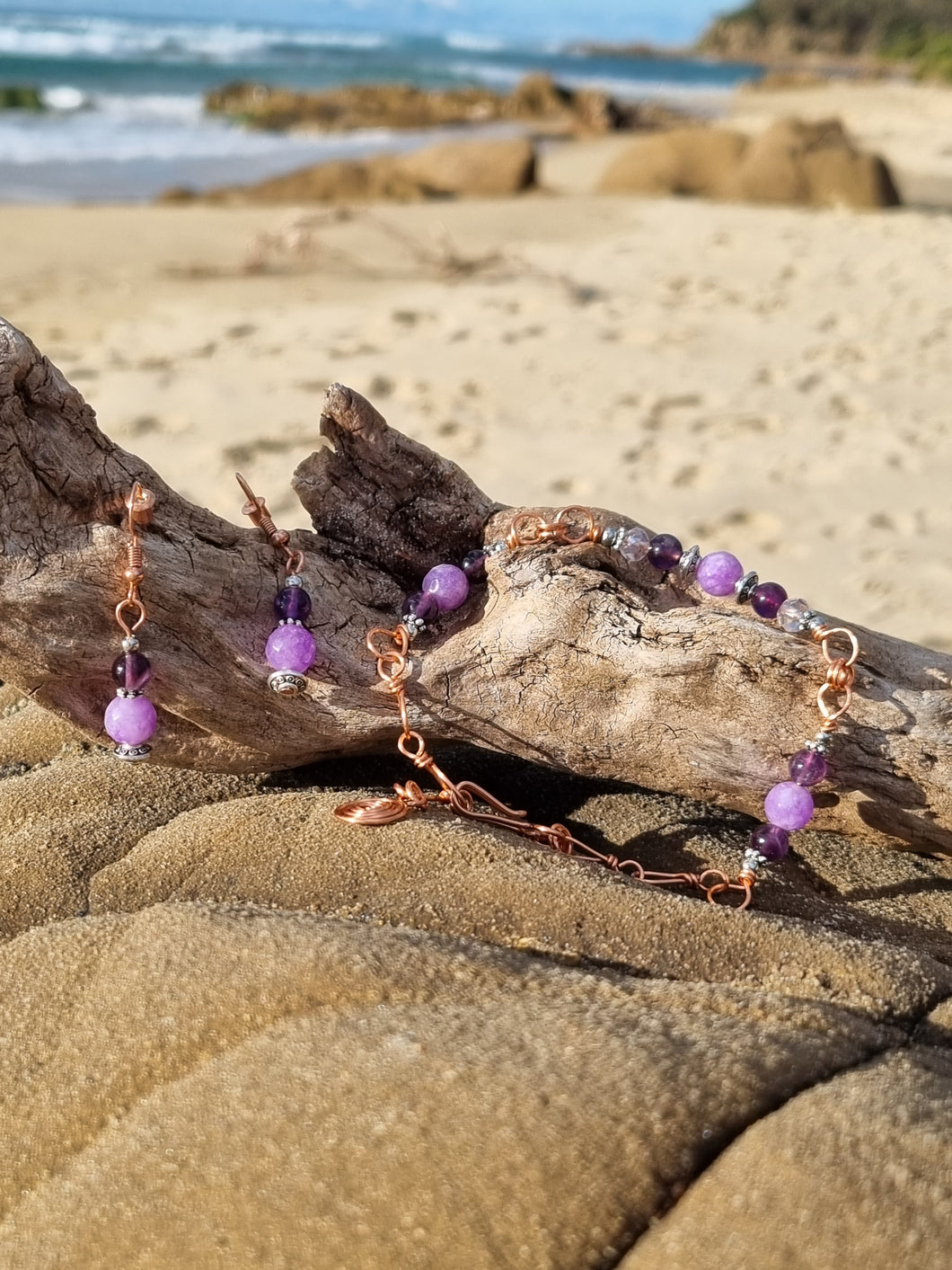 'Sunray' Gemstone Bead Earring & Bracelet Set