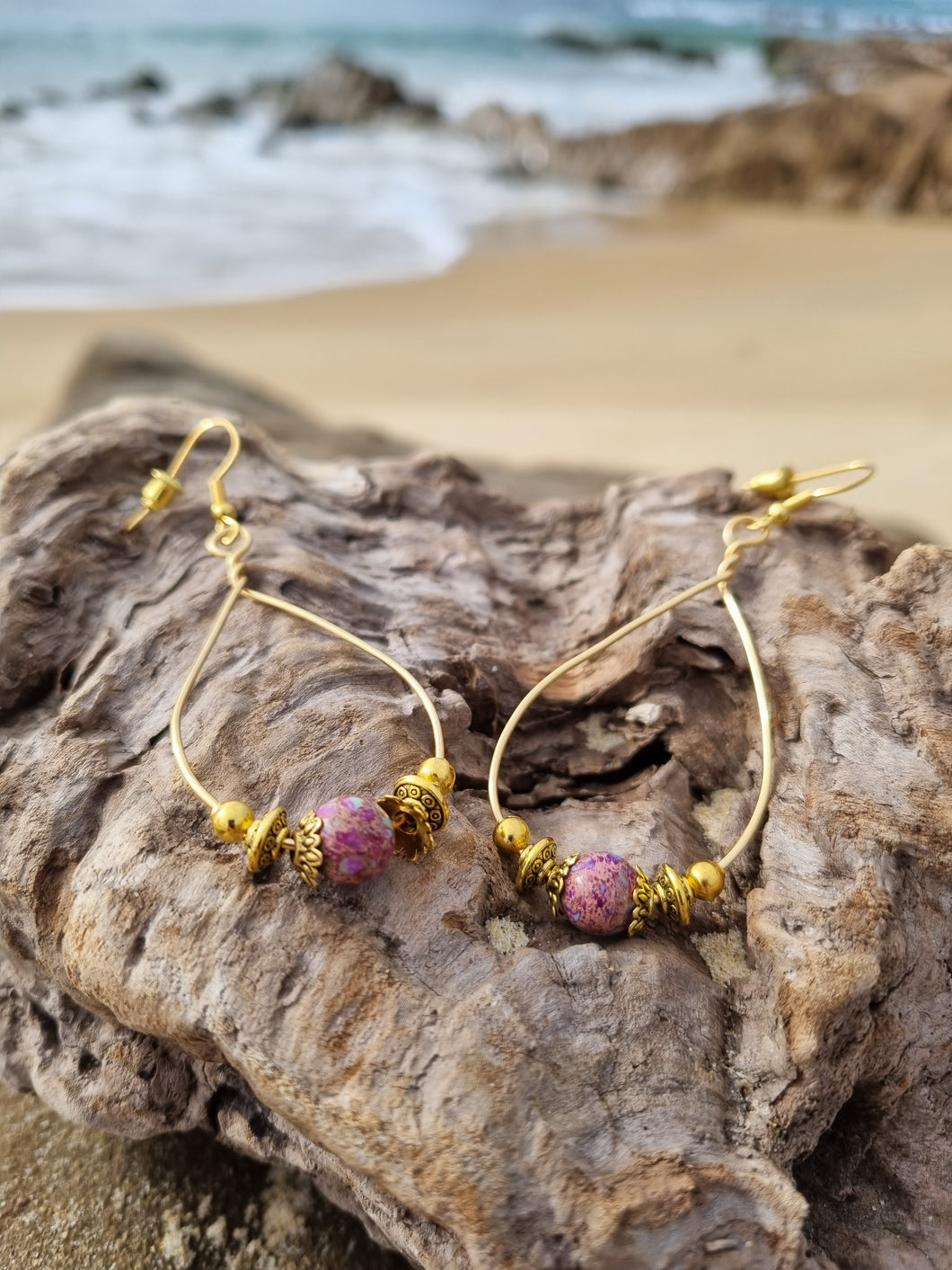 'Purpura' Gemstone Bead Teardrop Earrings