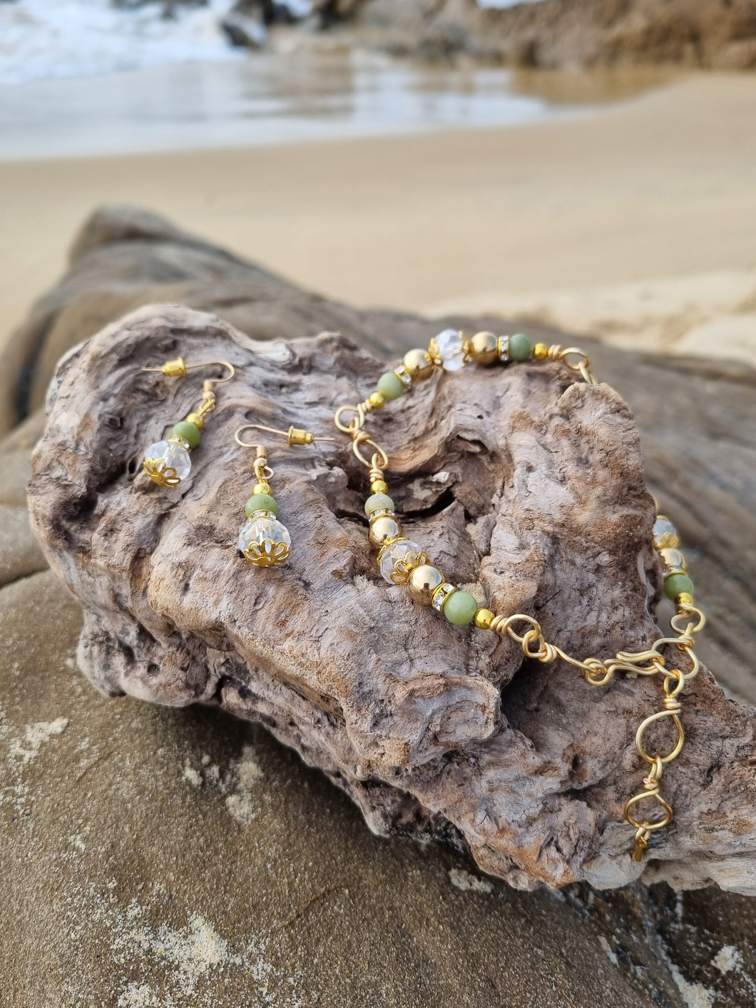 'Lucine' Gemstone Bead Earring & Bracelet Set