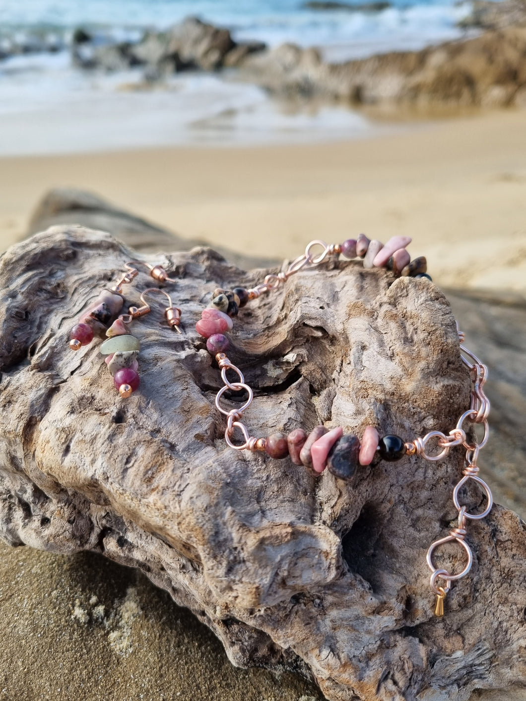 'Moonshell' Gemstone Bead Earring & Bracelet Set