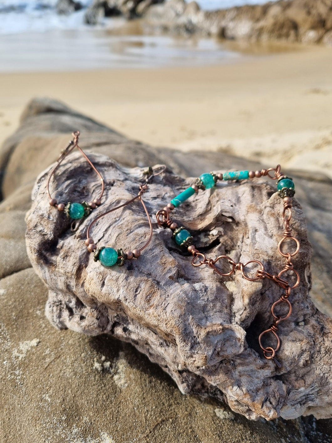 'Tellinella' Gemstone Bead Earring & Bracelet Set