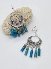 Load image into Gallery viewer, &#39;Miyoko&#39; Turquoise Tube Bead Dangle Earrings
