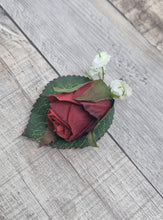 Load image into Gallery viewer, Artificial Silk Burgundy Rose Wedding Lapel With Diamante Pin
