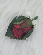 Load image into Gallery viewer, Artificial Silk Burgundy Rose Wedding Lapel With Diamante Pin
