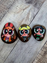 Load image into Gallery viewer, Set of 3 x Powerpuff Girls Hand-Painted Kindness Rocks
