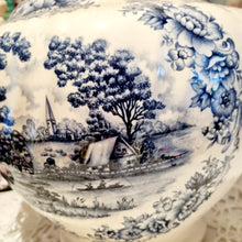 Load image into Gallery viewer, Vintage Bone China Hand Painted Blue &amp; White Willow Pitcher &amp; Wash Bowl Set
