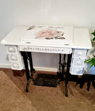 Load image into Gallery viewer, Revamped Shabby Chic Vintage Singer Sewing Machine &amp; Cabinet
