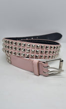 Load image into Gallery viewer, Vintage 90&#39;s Leather Pyramid Studded Belt in Pink
