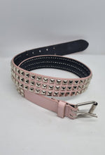 Load image into Gallery viewer, Vintage 90&#39;s Leather Pyramid Studded Belt in Pink
