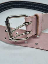 Load image into Gallery viewer, Vintage 90&#39;s Leather Pyramid Studded Belt in Pink
