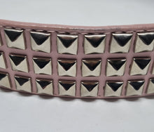 Load image into Gallery viewer, Vintage 90&#39;s Leather Pyramid Studded Belt in Pink
