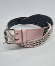 Load image into Gallery viewer, Vintage 90&#39;s Leather Pyramid Studded Belt in Pink
