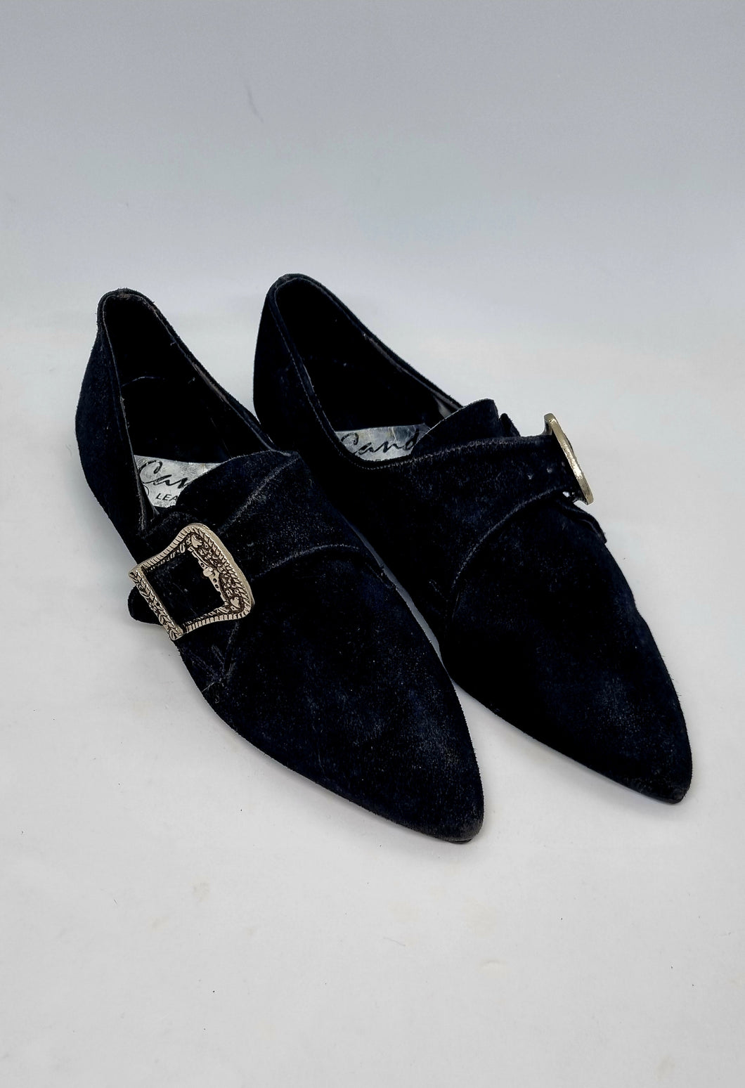 Vintage 80's Black Swede Leather Pixie Shoes