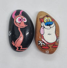 Load image into Gallery viewer, Set of 2 x Ren &amp; Stimpy Hand Painted Kindness Rocks
