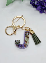 Load image into Gallery viewer, Resin Alphabet Letter Gold Paisley Tassel Keychains
