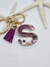 Load image into Gallery viewer, Resin Alphabet Letter Gold Paisley Tassel Keychains
