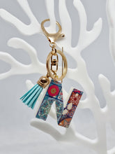 Load image into Gallery viewer, Resin Alphabet Letter Gold Paisley Tassel Keychains
