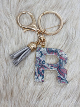 Load image into Gallery viewer, Resin Alphabet Letter Gold Paisley Tassel Keychains
