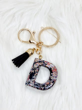 Load image into Gallery viewer, Resin Alphabet Letter Gold Paisley Tassel Keychains
