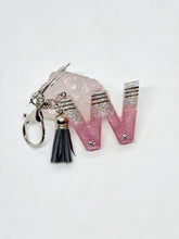 Load image into Gallery viewer, Resin Alphabet Letter Silver Glitter Tassel Keychains
