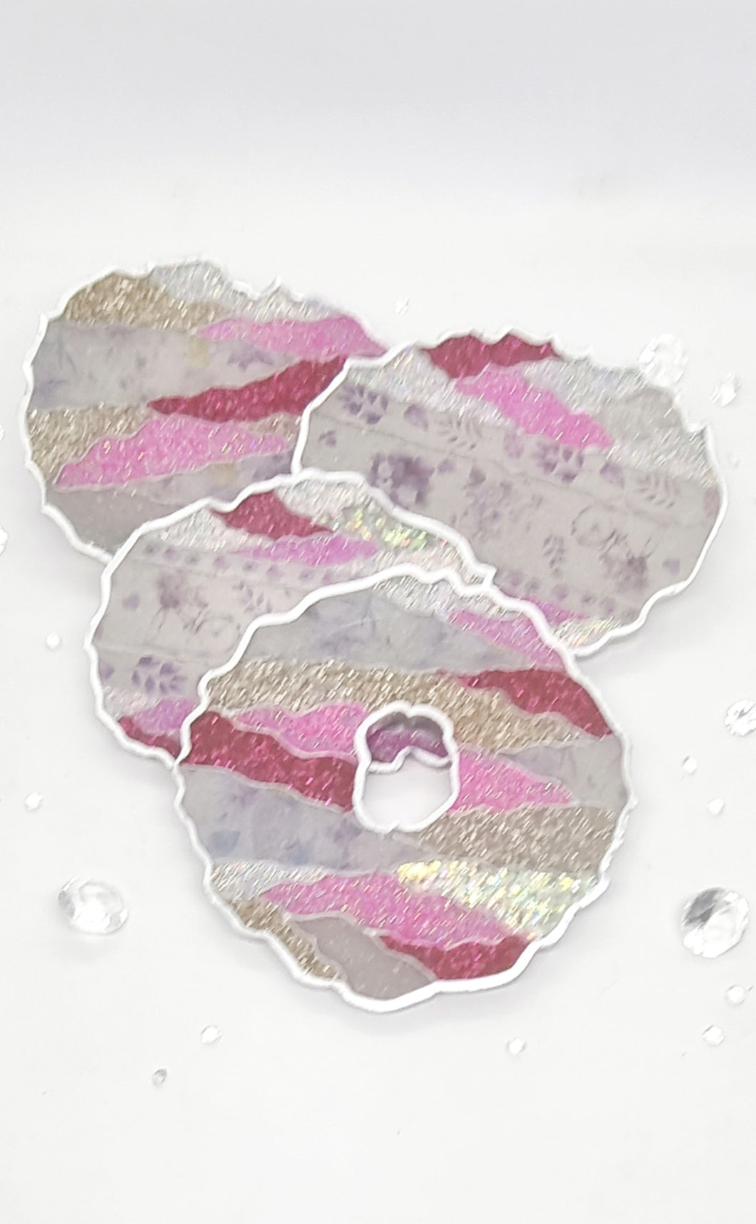 Pink & Silver Glitter Washi Tape Geode Resin Coasters