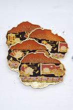 Load image into Gallery viewer, Lotus Flower &amp; Gold Glitter Washi Tape Geode Resin Coasters
