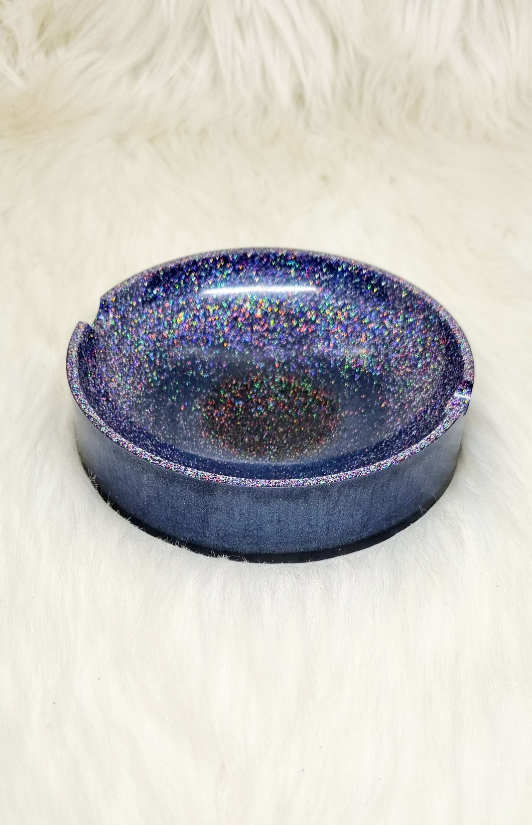 Holographic Super Sparkle Navy Blue Resin Ashtray