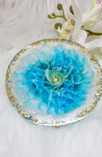 Load image into Gallery viewer, Handcrafted Gold &amp; Teal 3D Bloom Resin Coasters
