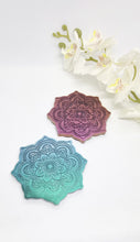 Load image into Gallery viewer, Holographic &amp; Glitter Mandala Flower Resin Coaster Set
