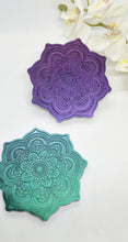 Load image into Gallery viewer, Holographic &amp; Glitter Mandala Flower Resin Coaster Set
