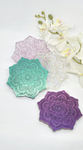 Load image into Gallery viewer, Holographic &amp; Glitter Mandala Flower Resin Coaster Set
