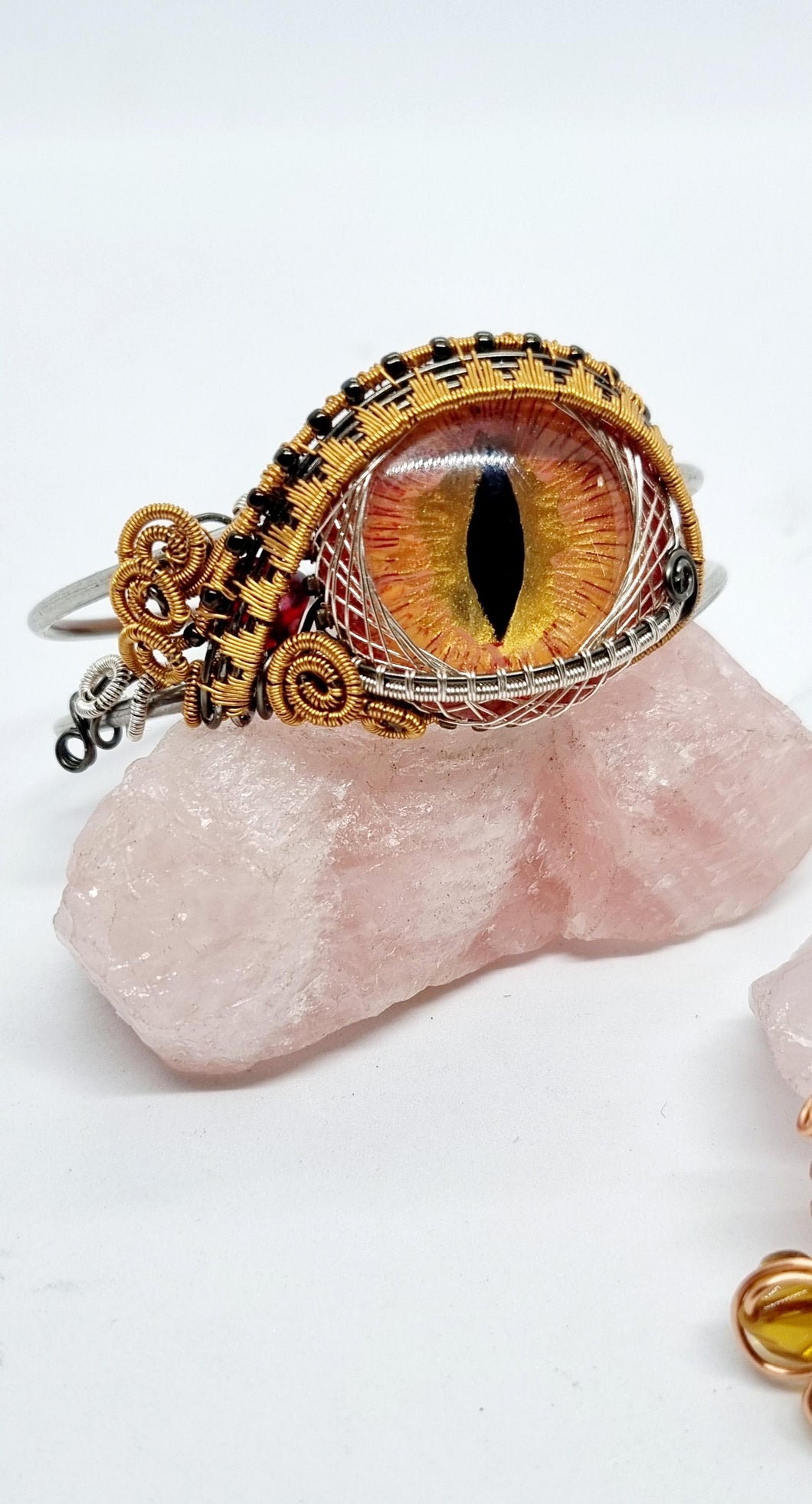 Handcrafted Silver Dragons Eye Upcycled Cuff Bangle