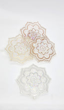 Load image into Gallery viewer, Chunky Glitter Translucent Mandala Flower Resin Coaster Set
