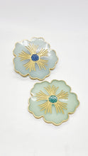 Load image into Gallery viewer, Set of 2 x Gold Peppermint &amp; Celeste Resin Hibiscus Coasters
