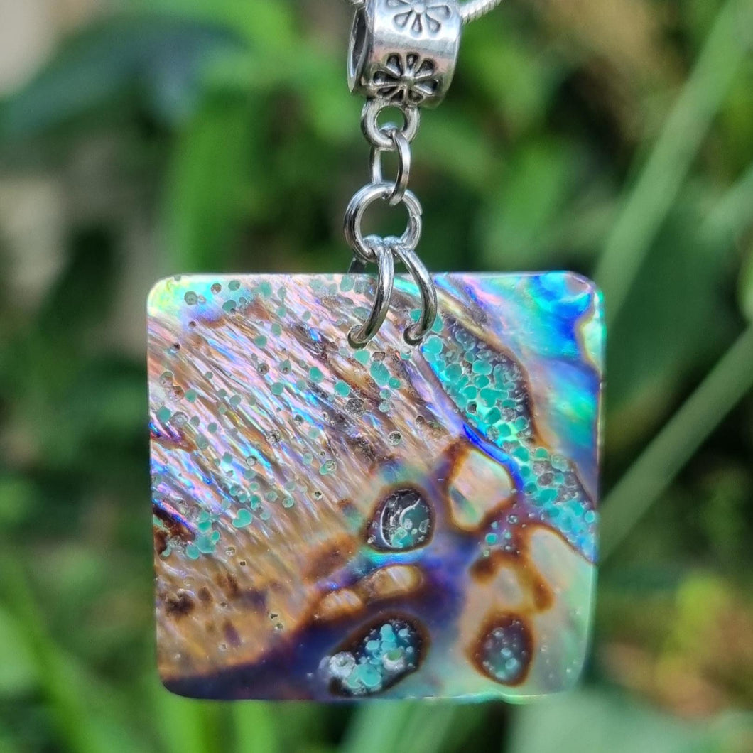 'Sugar'  Silver Square Mother of Pearl Shell Pendant