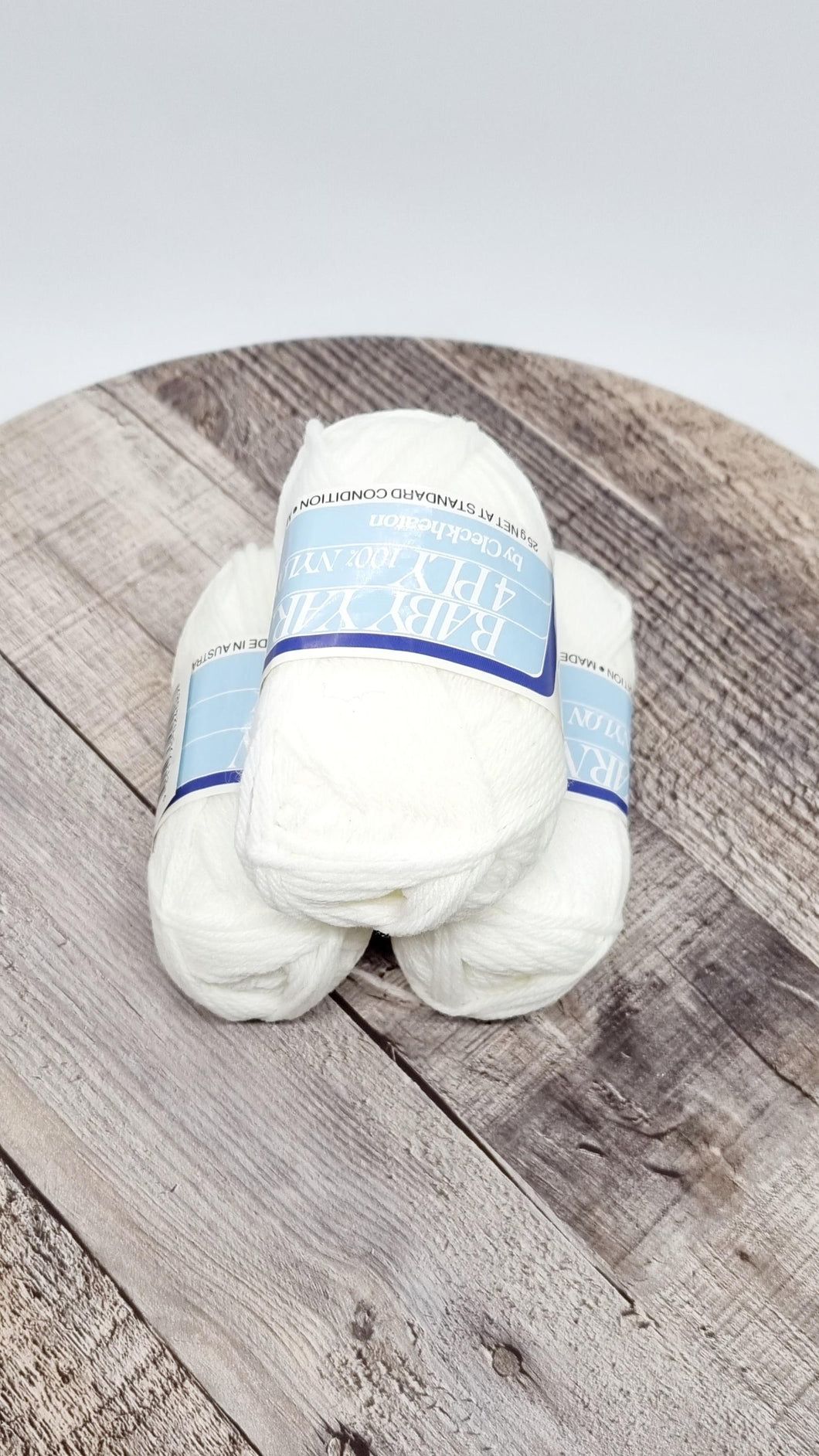 3 Pack of White Cleckheaton 4 Ply Baby Yarn