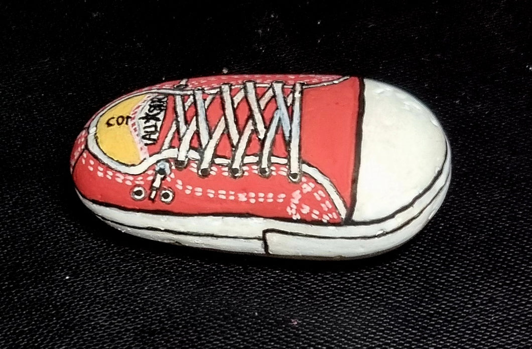 Red Converse Shoe Hand-Painted Kindness Rock