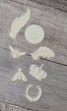 Load image into Gallery viewer, Set of 7 x Resin French Inspired Furniture Embellishment On-lay Applique Mixed Shapes
