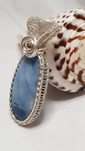 Load image into Gallery viewer, Silver Rosette Larimar Cabochon Pendant
