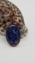 Load image into Gallery viewer, Antique Copper Wire Wrapped Sodalite Cabochon Pendant
