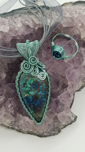 Load image into Gallery viewer, Blue Azurite Cabochon Pendant &amp; Matching Blue Ring
