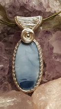 Load image into Gallery viewer, Silver Rosette Larimar Cabochon Pendant
