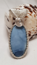 Load image into Gallery viewer, Silver Rosette Larimar Cabochon Pendant
