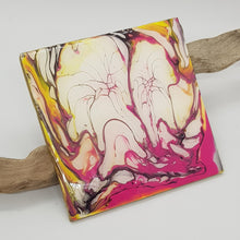 Load image into Gallery viewer, Acrylic Pour Art Magenta &amp; Gold Square Resin Coaster
