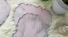 Load image into Gallery viewer, Pink &amp; Silver Marble Geode Resin Coasters
