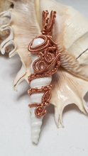 Load image into Gallery viewer, Copper Swirly Pearl Turret Seashell Pendant
