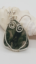 Load image into Gallery viewer, Silver Green Moss Agate Cabochon Pendant
