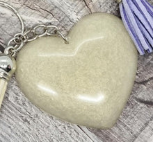 Load image into Gallery viewer, Resin Love Heart Silver Tassel Keychains
