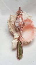 Load image into Gallery viewer, Rose Gold Crazy Lace Agate Cabochon &amp; Unakite Crystal Double Dangle Pendant
