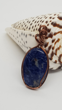 Load image into Gallery viewer, Antique Copper Wire Wrapped Sodalite Cabochon Pendant
